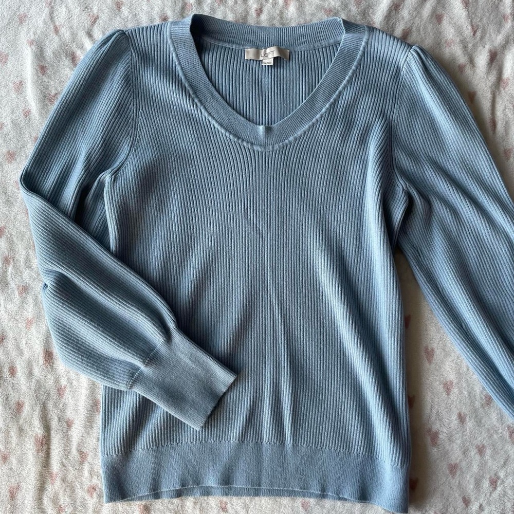 Blue Ribbed Sweater